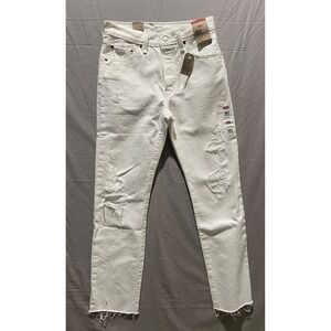 LEVI 501 Women's Original 100% Cotton Distressed  White Jeans 26X30